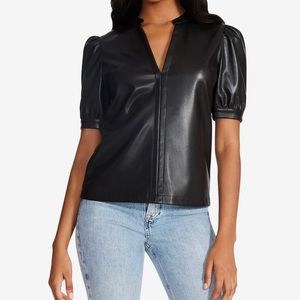 Steve Madden Faux Leather Blouse NWT